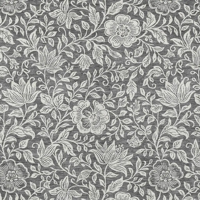 9' X 12' Gray And Ivory Floral Washable Indoor Outdoor Area Rug Homeroots Outdoor
