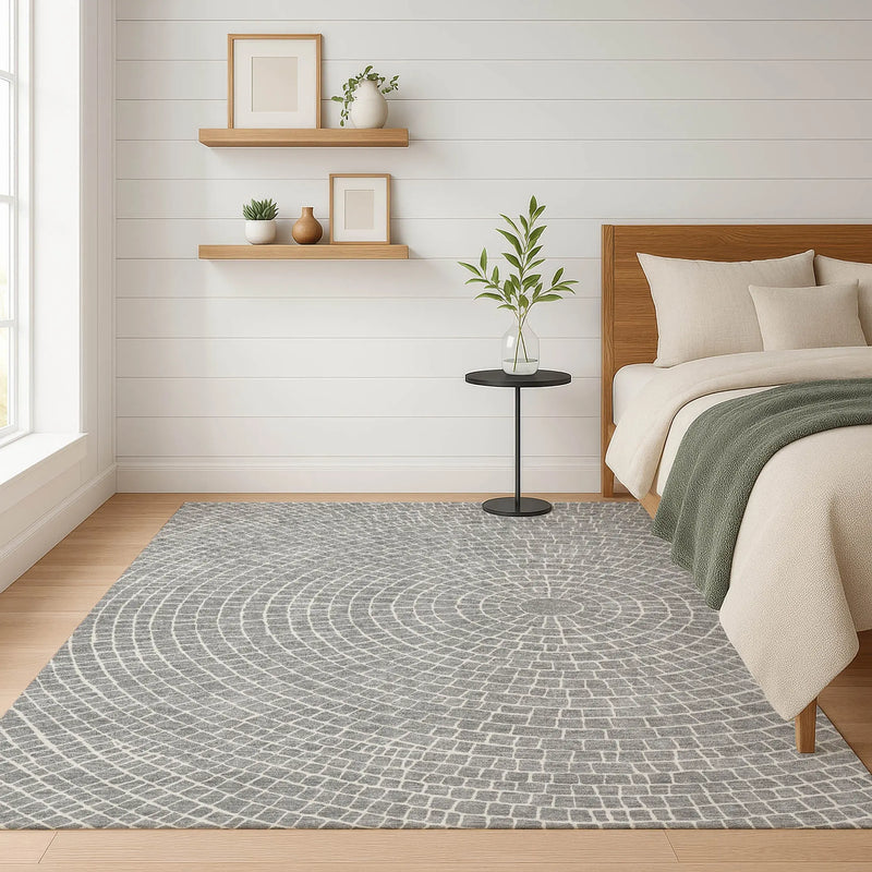 9' X 12' Gray And Ivory Geometric Washable Indoor Outdoor Area Rug Homeroots Outdoor