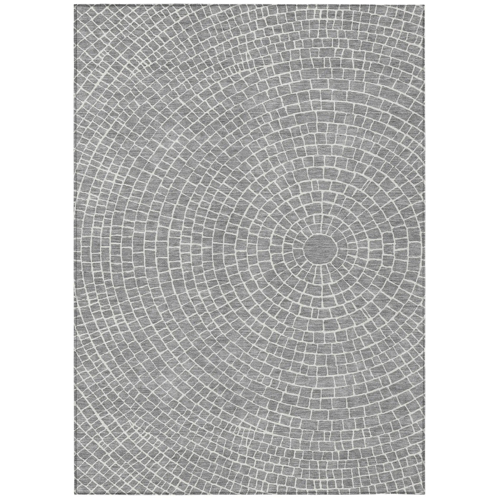 9' X 12' Gray And Ivory Geometric Washable Indoor Outdoor Area Rug Homeroots Outdoor