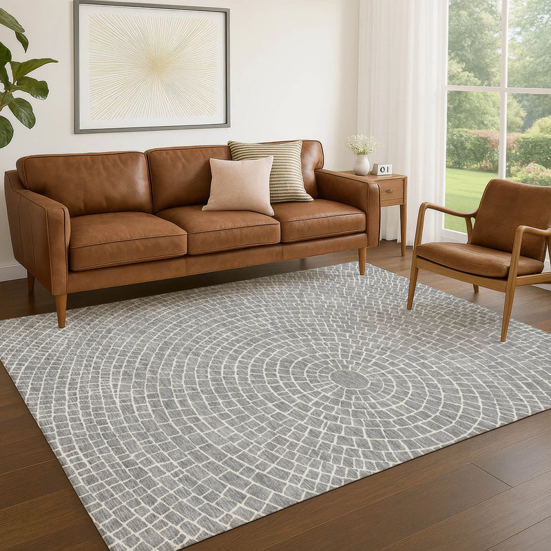 9' X 12' Gray And Ivory Geometric Washable Indoor Outdoor Area Rug Homeroots Outdoor