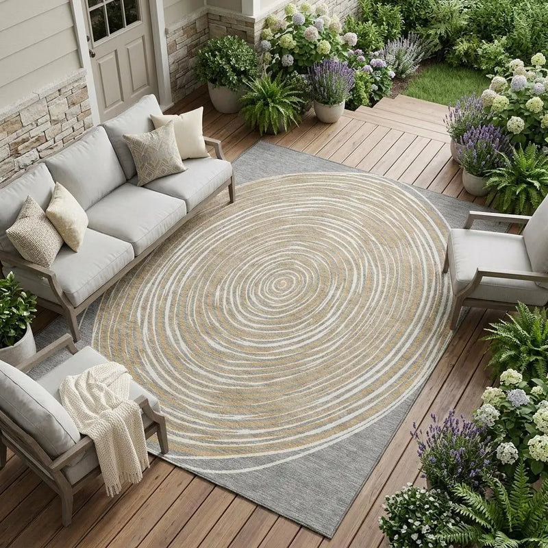 9' X 12' Gray And Ivory Geometric Washable Indoor Outdoor Area Rug Homeroots Outdoor