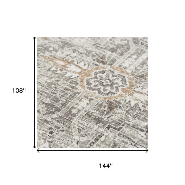 9' X 12' Gray And Ivory Medallion Hand Carved Handmade Area Rug Homeroots Home Decor