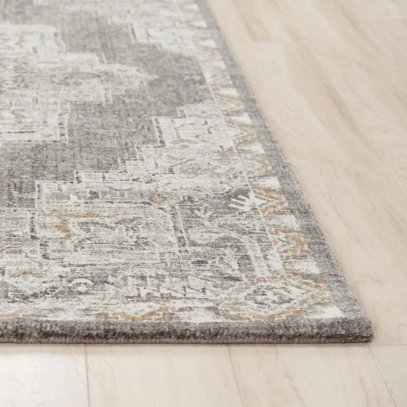 9' X 12' Gray And Ivory Medallion Hand Carved Handmade Area Rug Homeroots Home Decor