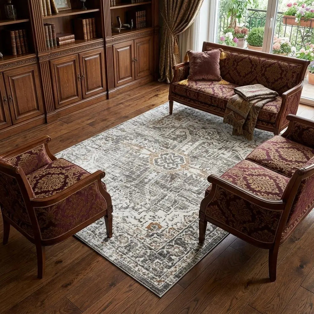 9' X 12' Gray And Ivory Medallion Hand Carved Handmade Area Rug Homeroots Home Decor