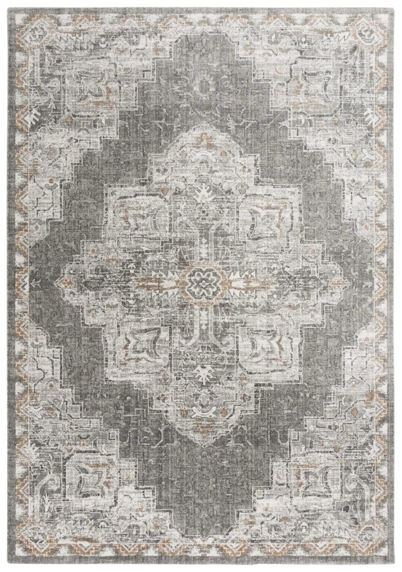 9' X 12' Gray And Ivory Medallion Hand Carved Handmade Area Rug Homeroots Home Decor