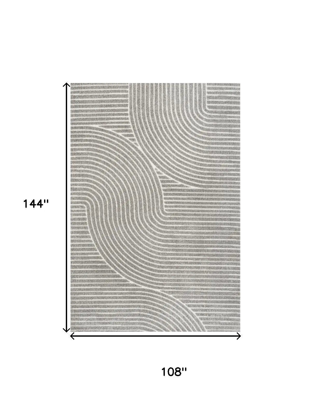 9' X 12' Gray And Ivory Striped Indoor Outdoor Area Rug Homeroots Outdoor