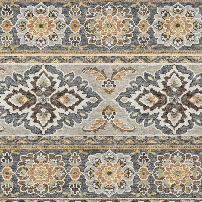 9' X 12' Gray And Ivory Tribal Washable Indoor Outdoor Area Rug Homeroots Outdoor