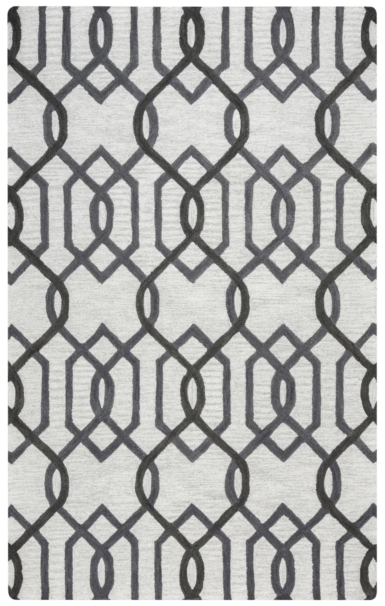 9' X 12' Gray And Ivory Wool Trellis Hand Tufted Area Rug Homeroots Home Decor