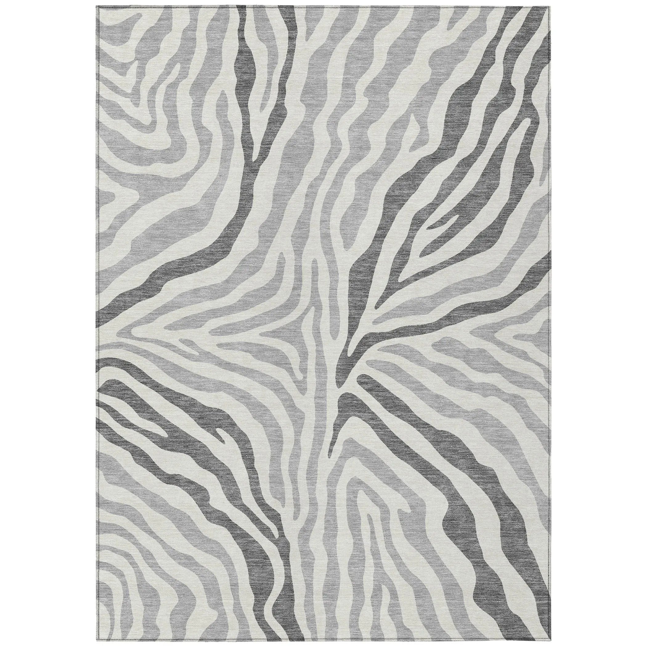 9' X 12' Gray And Ivory Zebra Print Washable Indoor Outdoor Area Rug Homeroots Outdoor