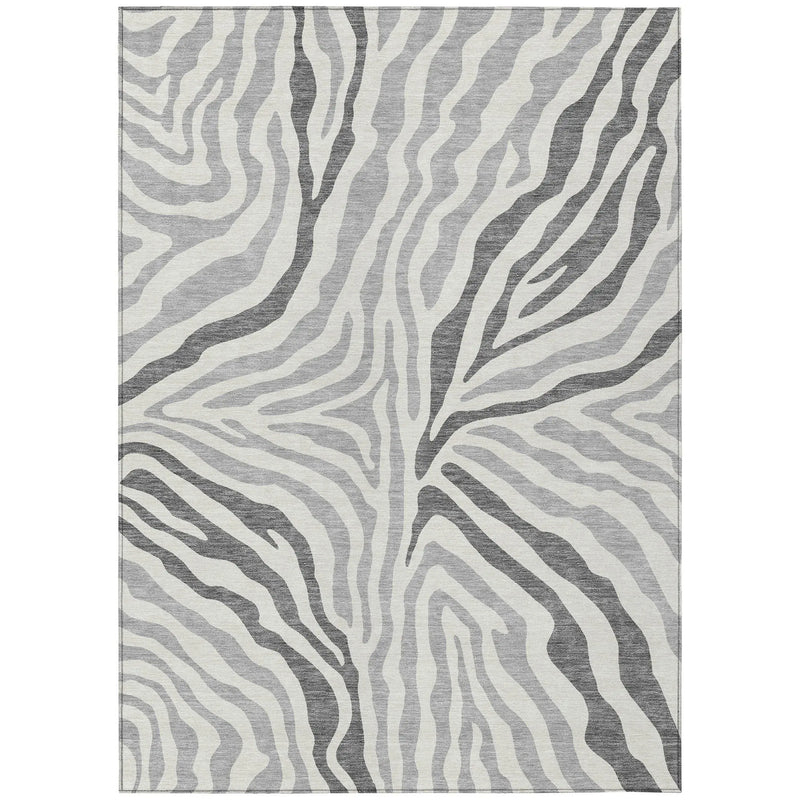 9' X 12' Gray And Ivory Zebra Print Washable Indoor Outdoor Area Rug Homeroots Outdoor