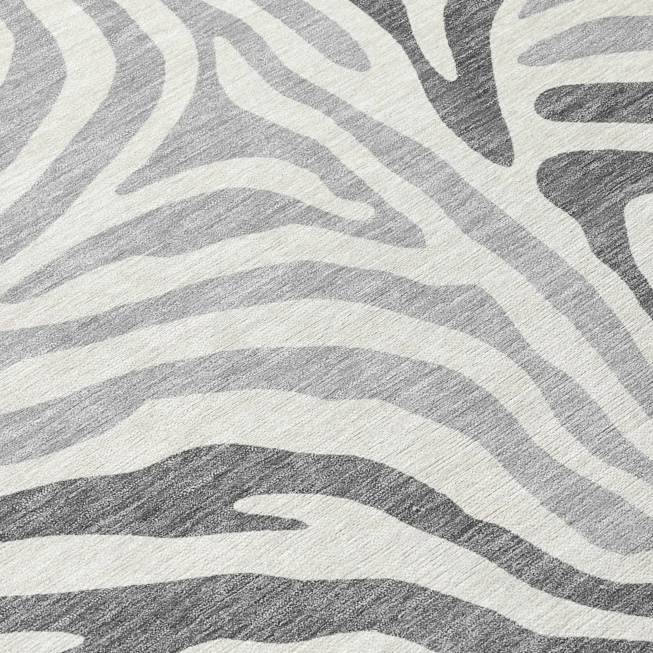 9' X 12' Gray And Ivory Zebra Print Washable Indoor Outdoor Area Rug Homeroots Outdoor