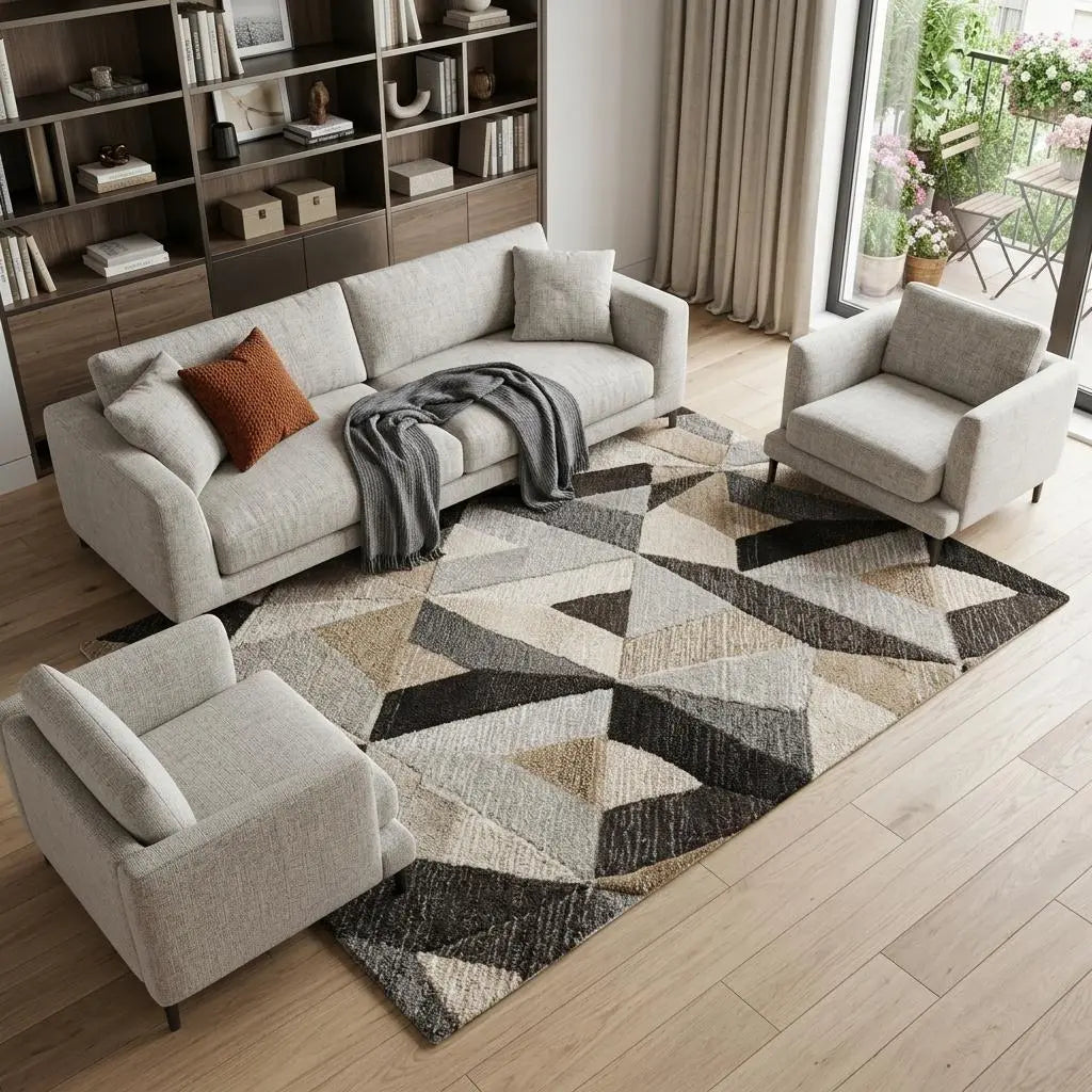 9' X 12' Gray And Natural Wool Geometric Hand Tufted Area Rug Homeroots Home Decor