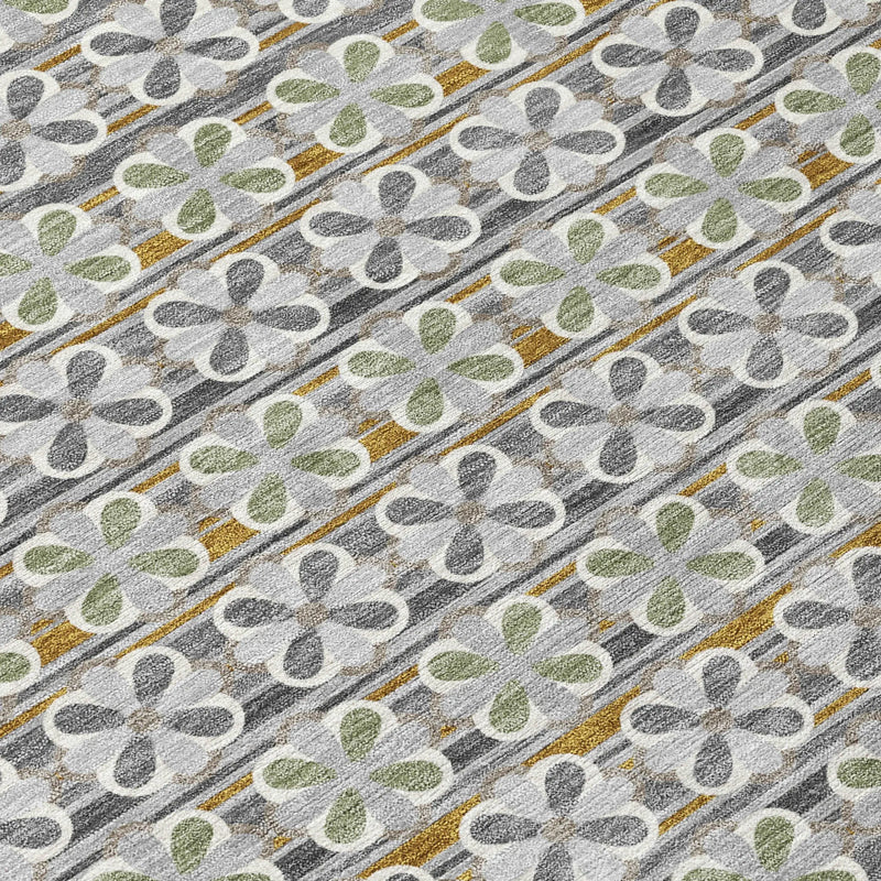9' X 12' Gray And Pink Striped Washable Indoor Outdoor Area Rug Homeroots Outdoor