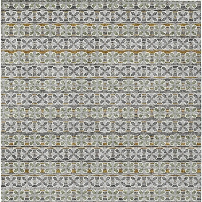 9' X 12' Gray And Pink Striped Washable Indoor Outdoor Area Rug Homeroots Outdoor