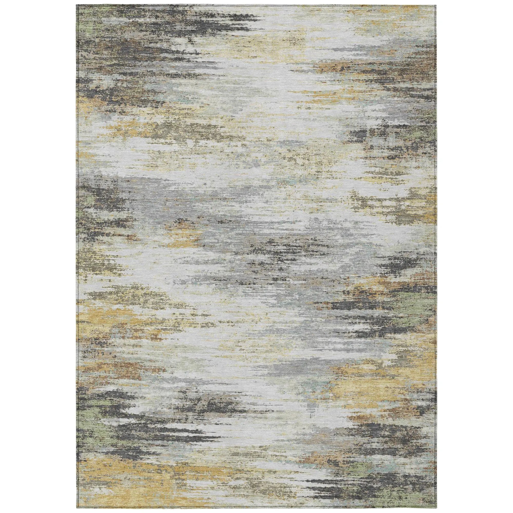 9' X 12' Gray And Silver Abstract Washable Indoor Outdoor Area Rug Homeroots Outdoor
