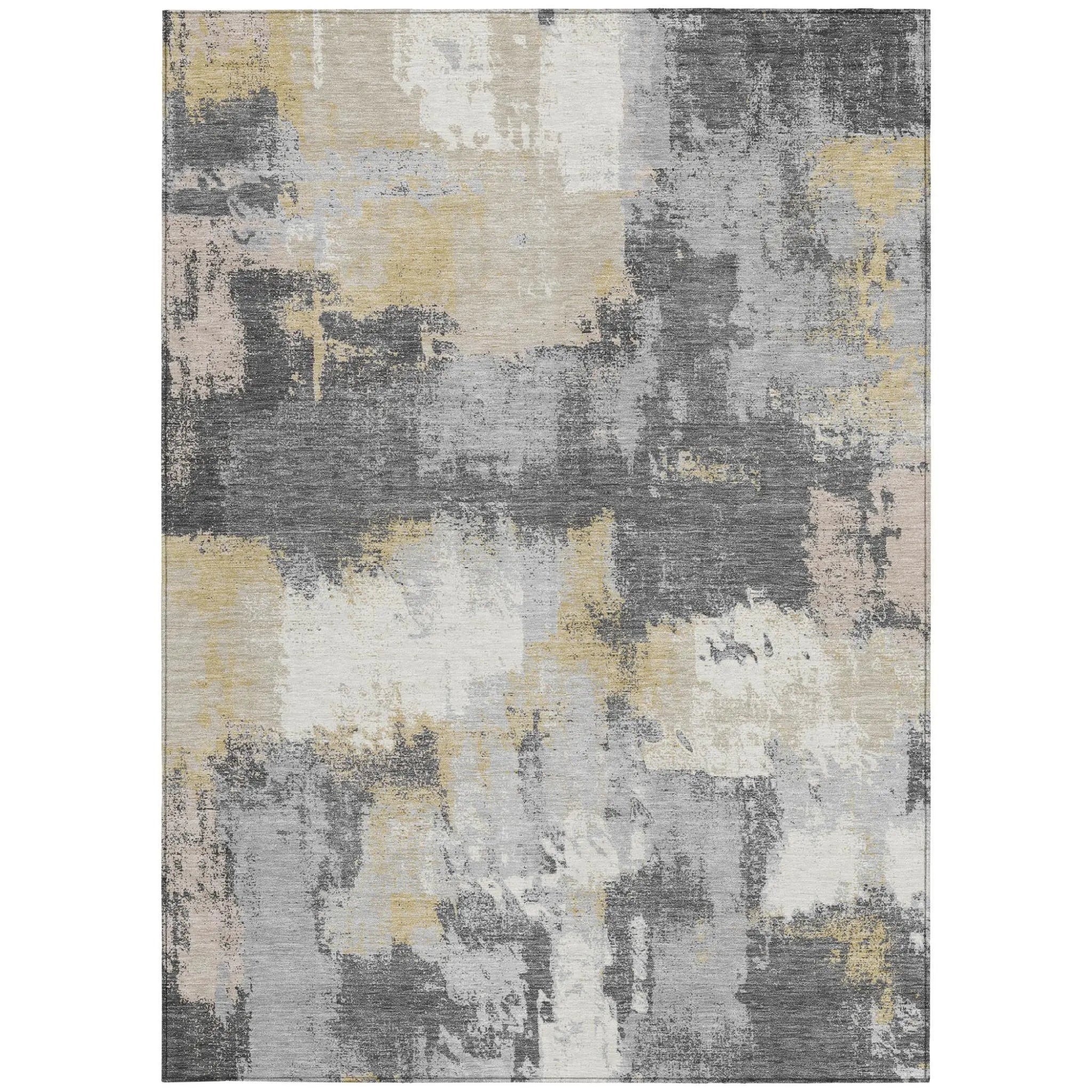 9' X 12' Gray And Silver Abstract Washable Indoor Outdoor Area Rug Homeroots Outdoor