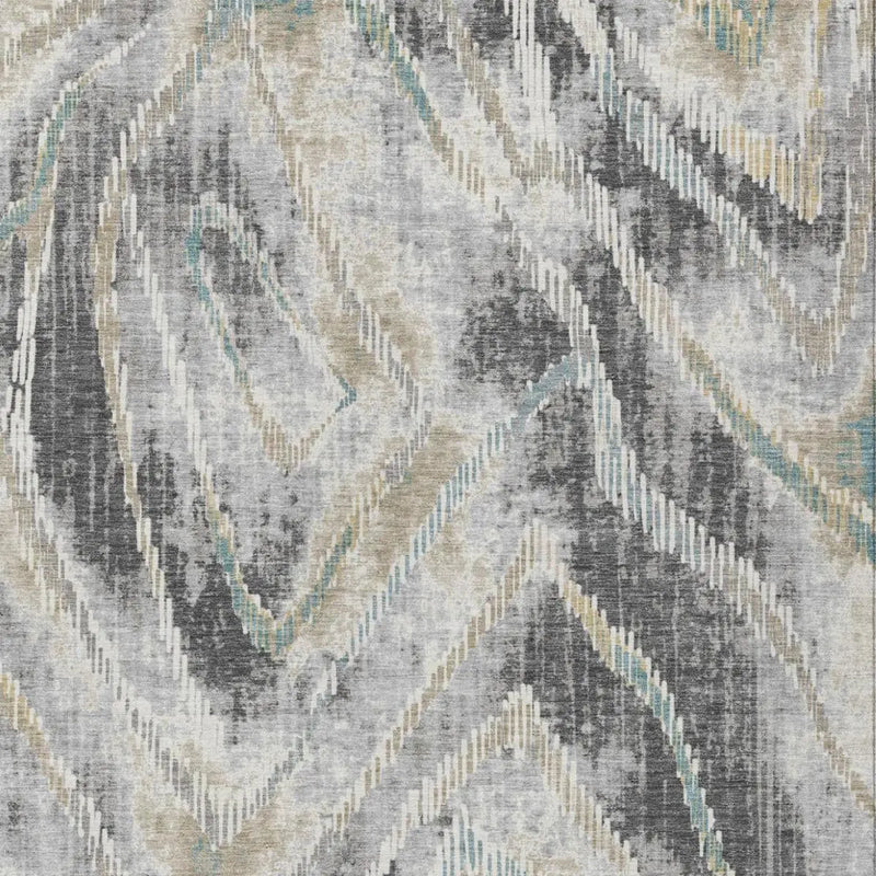 9' X 12' Gray And Silver Abstract Washable Indoor Outdoor Area Rug Homeroots Outdoor