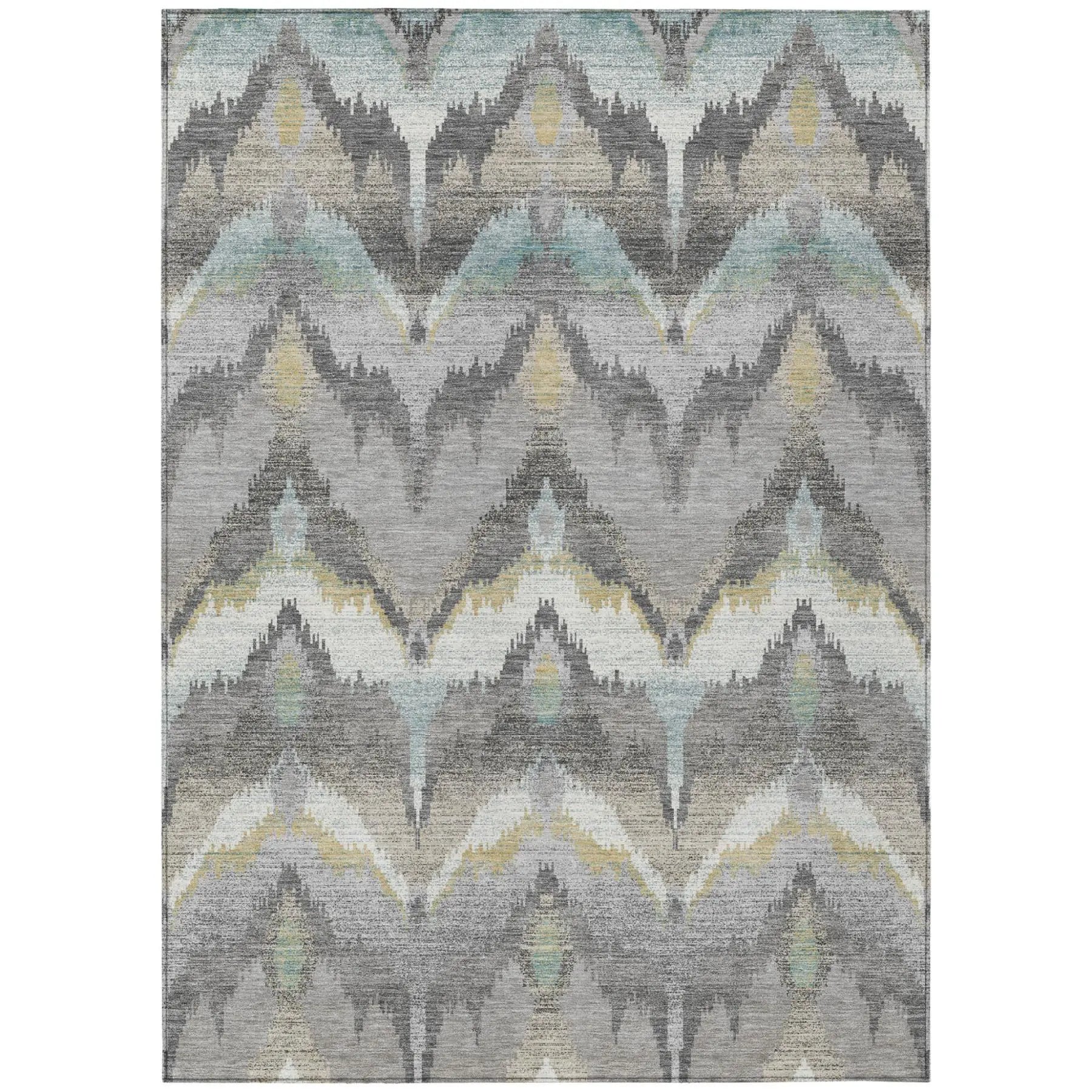 9' X 12' Gray And Silver Abstract Washable Indoor Outdoor Area Rug Homeroots Outdoor