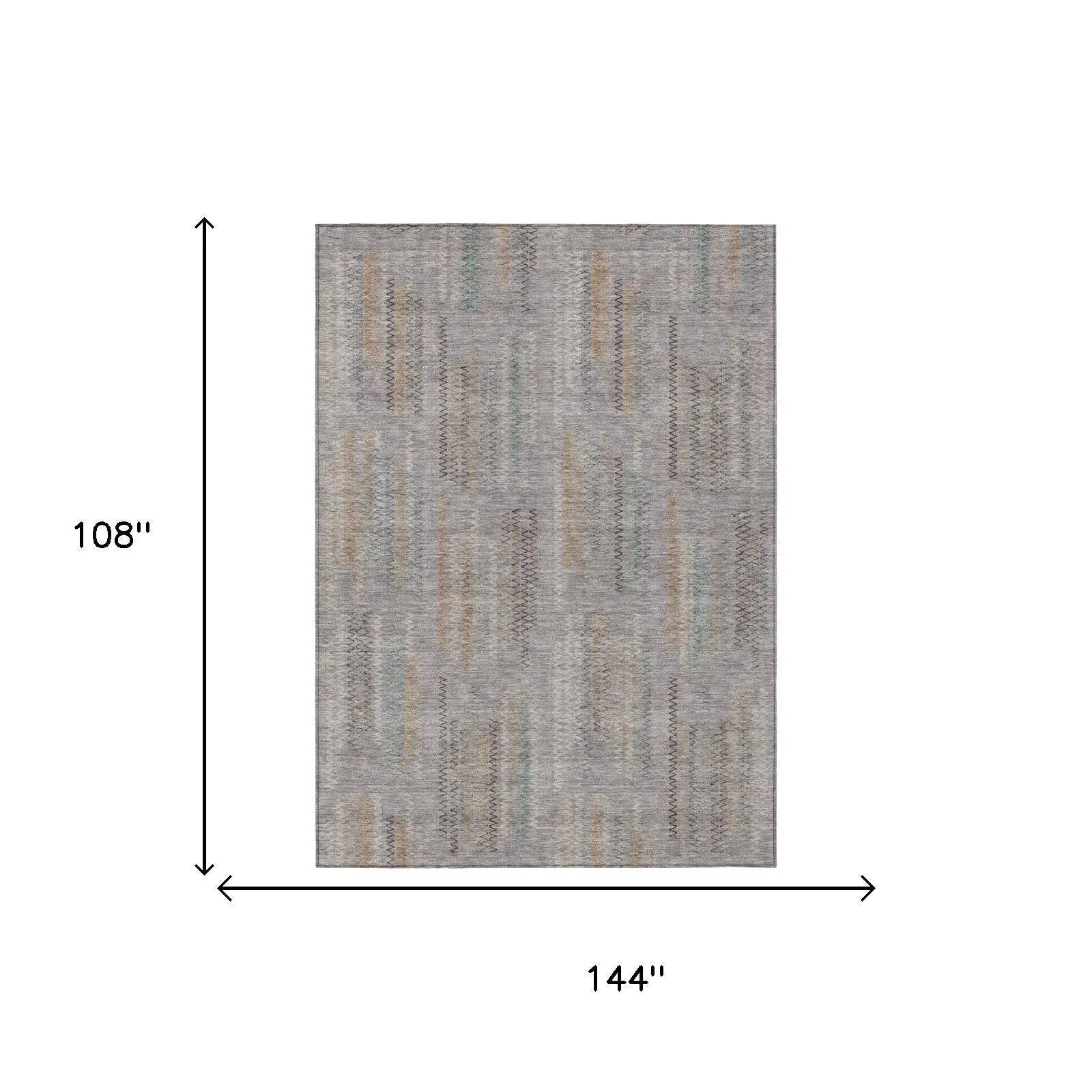 9' X 12' Gray And Silver Abstract Washable Indoor Outdoor Area Rug Homeroots Outdoor