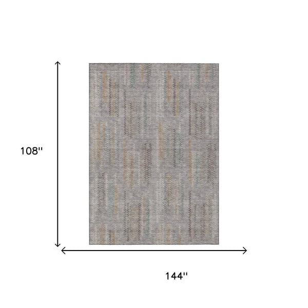 9' X 12' Gray And Silver Abstract Washable Indoor Outdoor Area Rug Homeroots Outdoor