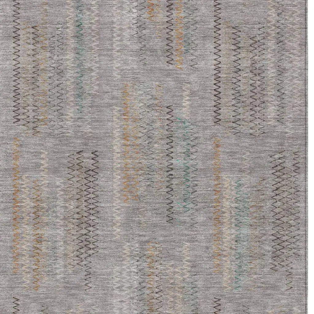 9' X 12' Gray And Silver Abstract Washable Indoor Outdoor Area Rug Homeroots Outdoor