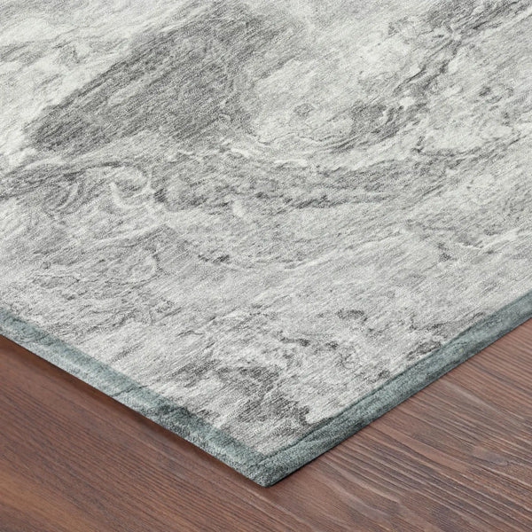 9' X 12' Gray And Silver Abstract Washable Indoor Outdoor Area Rug Homeroots Outdoor