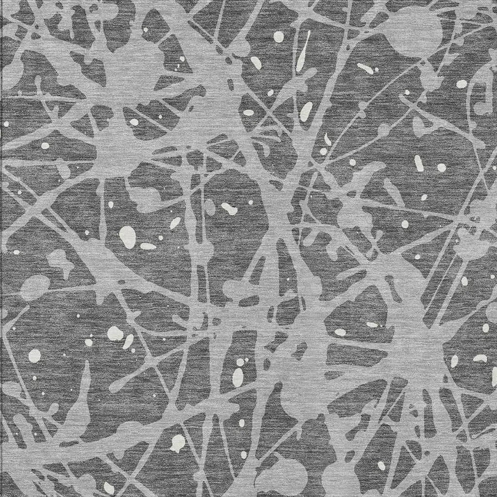 9' X 12' Gray And Silver Abstract Washable Indoor Outdoor Area Rug Homeroots Outdoor