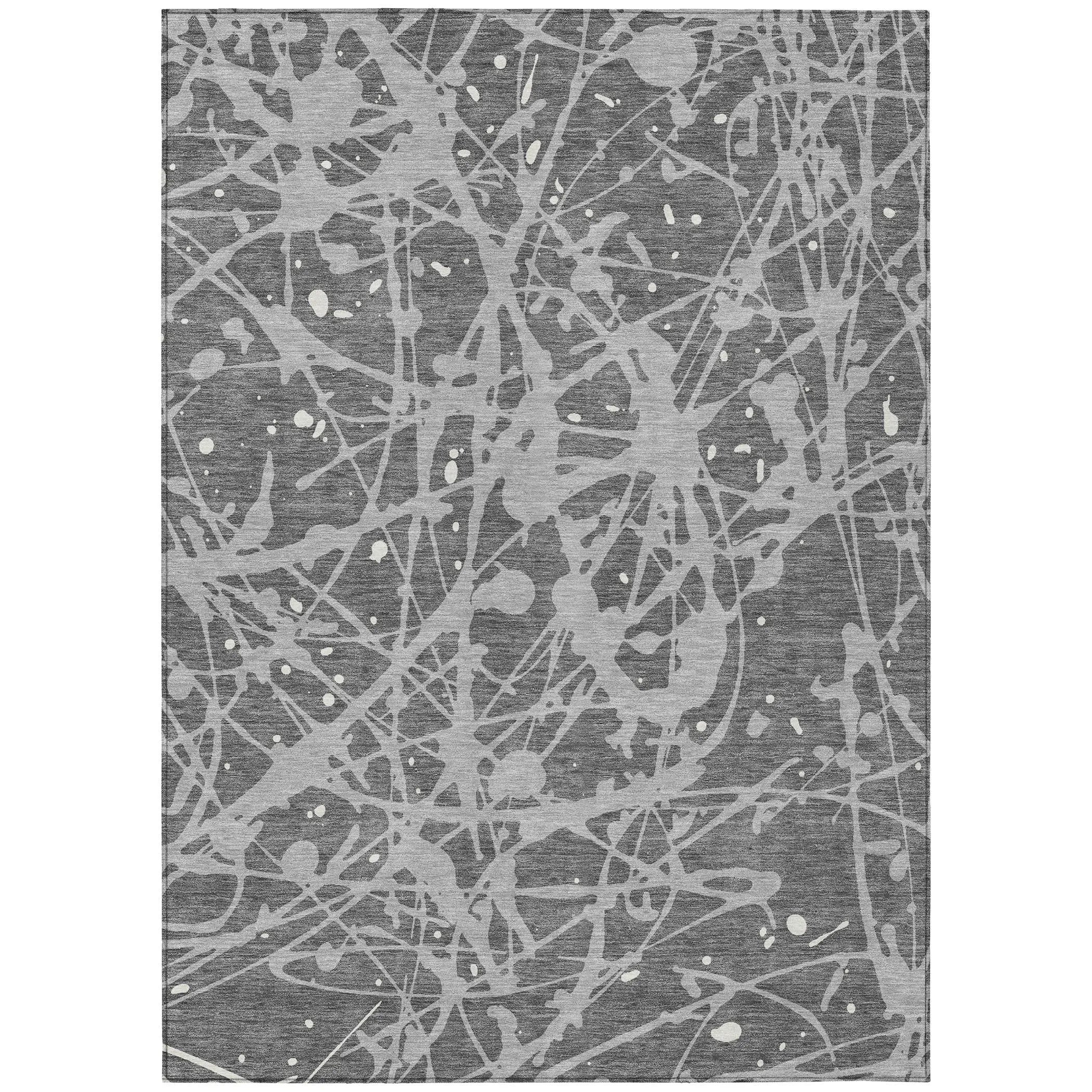 9' X 12' Gray And Silver Abstract Washable Indoor Outdoor Area Rug Homeroots Outdoor