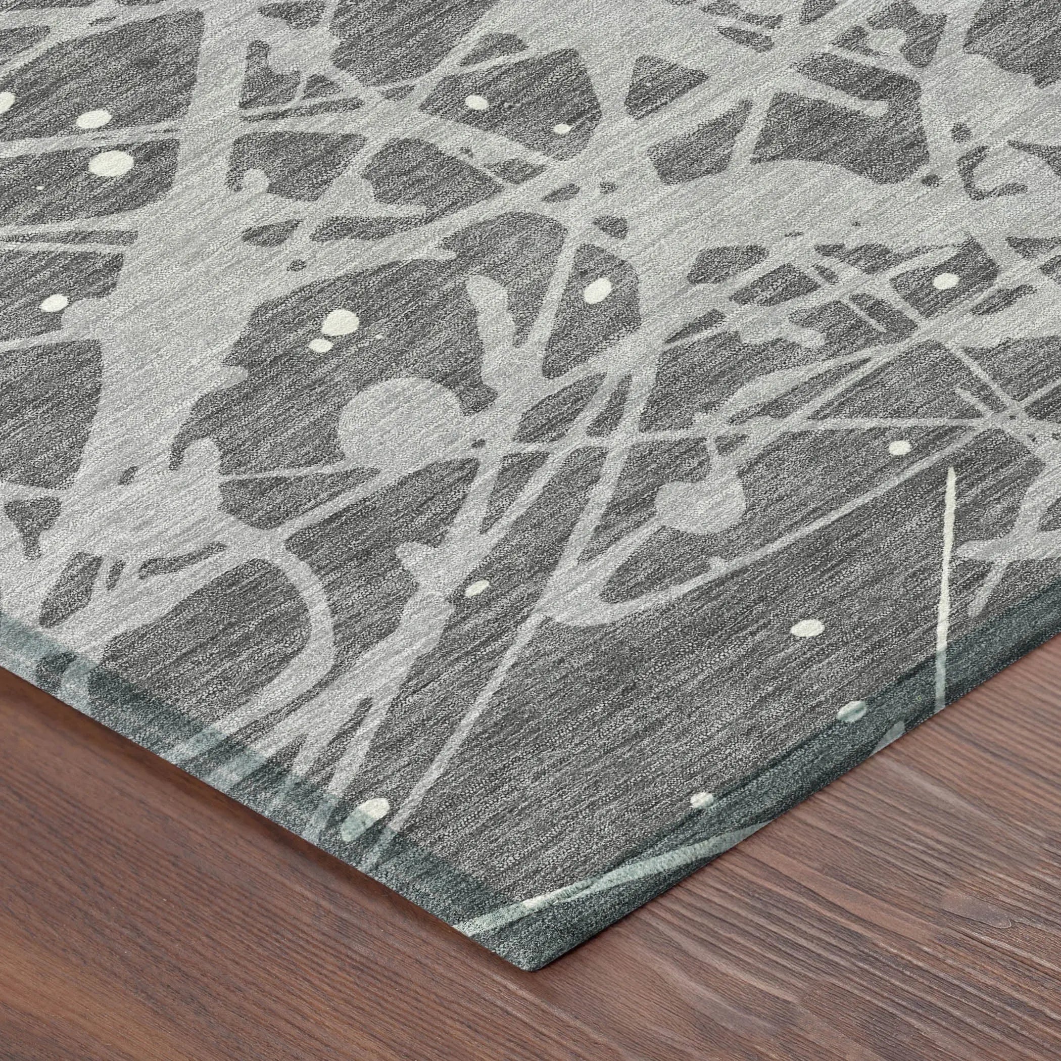 9' X 12' Gray And Silver Abstract Washable Indoor Outdoor Area Rug Homeroots Outdoor