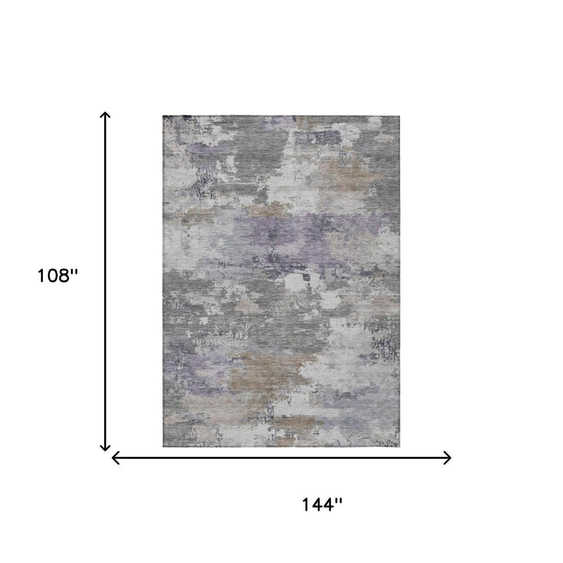 9' X 12' Gray And Silver Abstract Washable Indoor Outdoor Area Rug Homeroots Outdoor