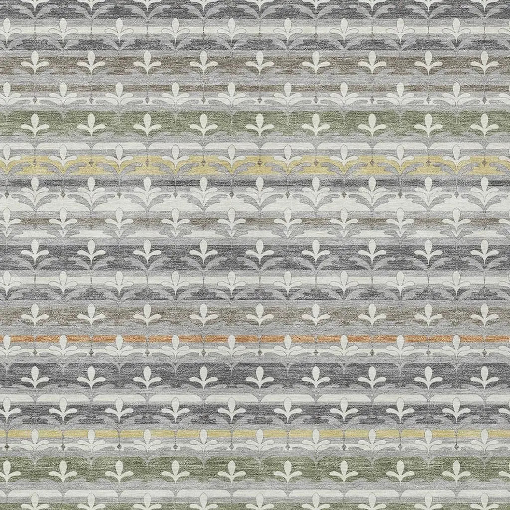 9' X 12' Gray And Silver Damask Washable Indoor Outdoor Area Rug Homeroots Outdoor