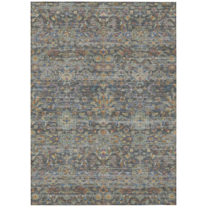 9' X 12' Gray And Silver Floral Medallion Washable Indoor Outdoor Area Rug Homeroots Outdoor