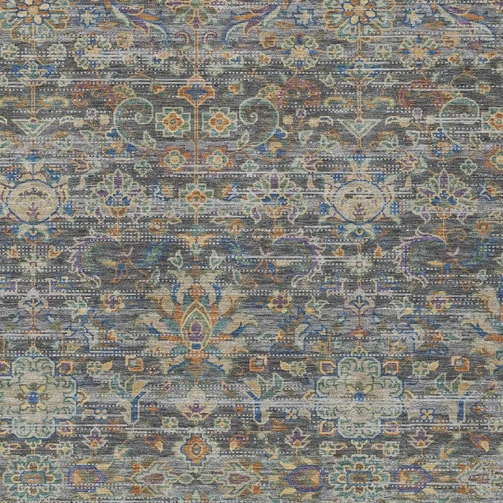 9' X 12' Gray And Silver Floral Medallion Washable Indoor Outdoor Area Rug Homeroots Outdoor