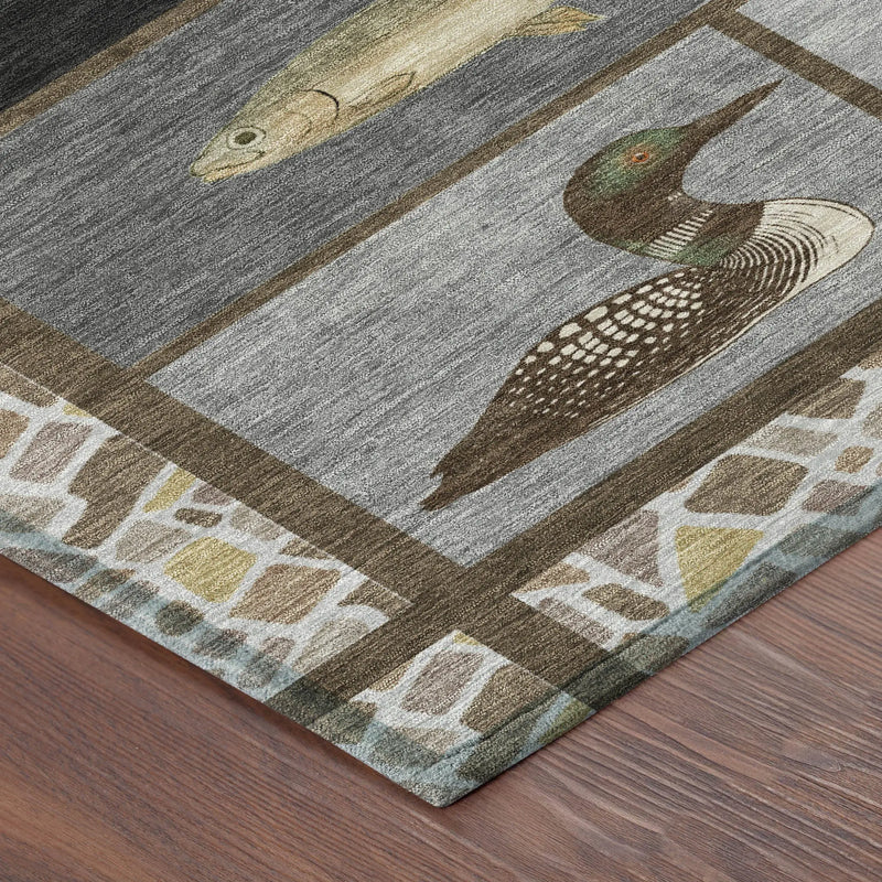 9' X 12' Gray And Silver Floral Medallion Washable Indoor Outdoor Area Rug Homeroots Outdoor