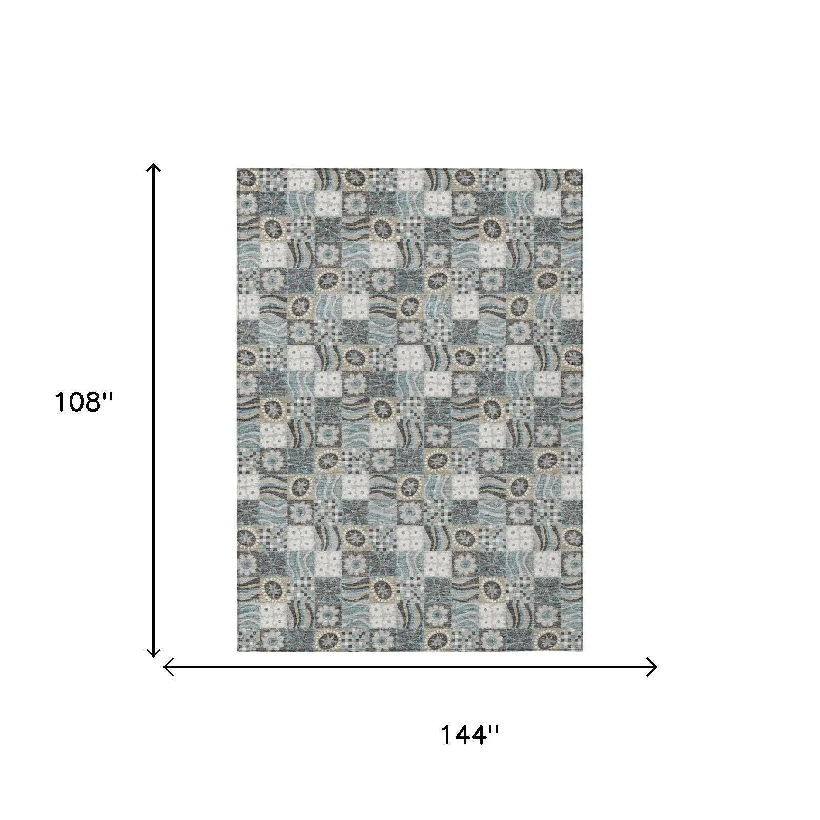 9' X 12' Gray And Silver Floral Washable Indoor Outdoor Area Rug Homeroots Outdoor