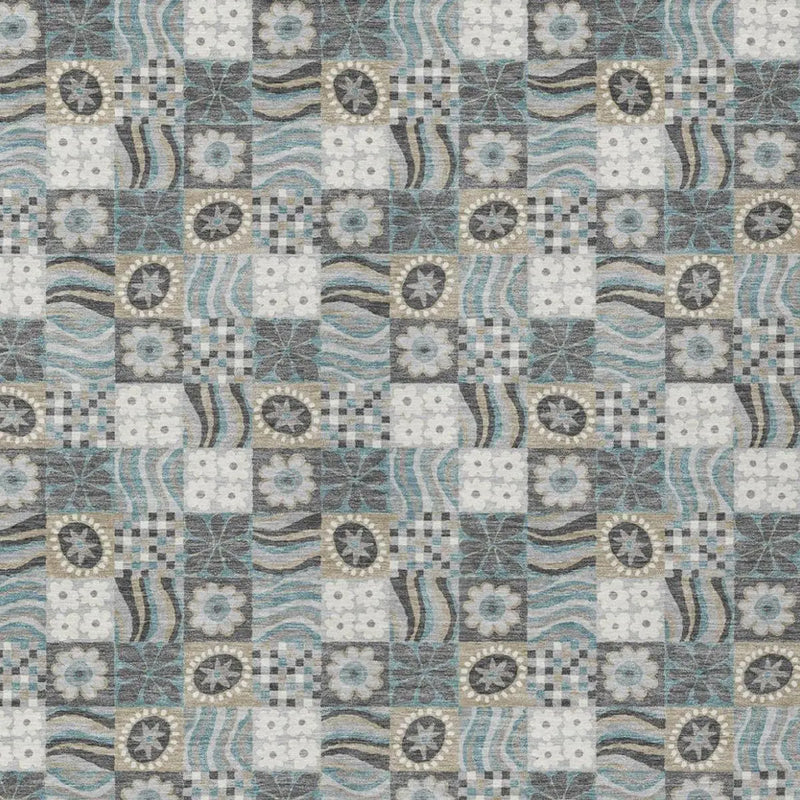 9' X 12' Gray And Silver Floral Washable Indoor Outdoor Area Rug Homeroots Outdoor