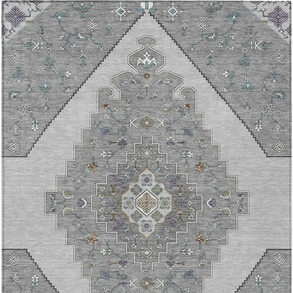 9' X 12' Gray And Silver Geometric Washable Indoor Outdoor Area Rug Homeroots Outdoor