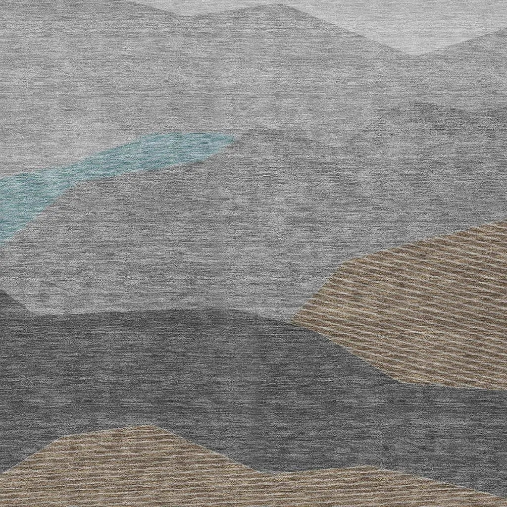 9' X 12' Gray And Silver Geometric Washable Indoor Outdoor Area Rug Homeroots Outdoor