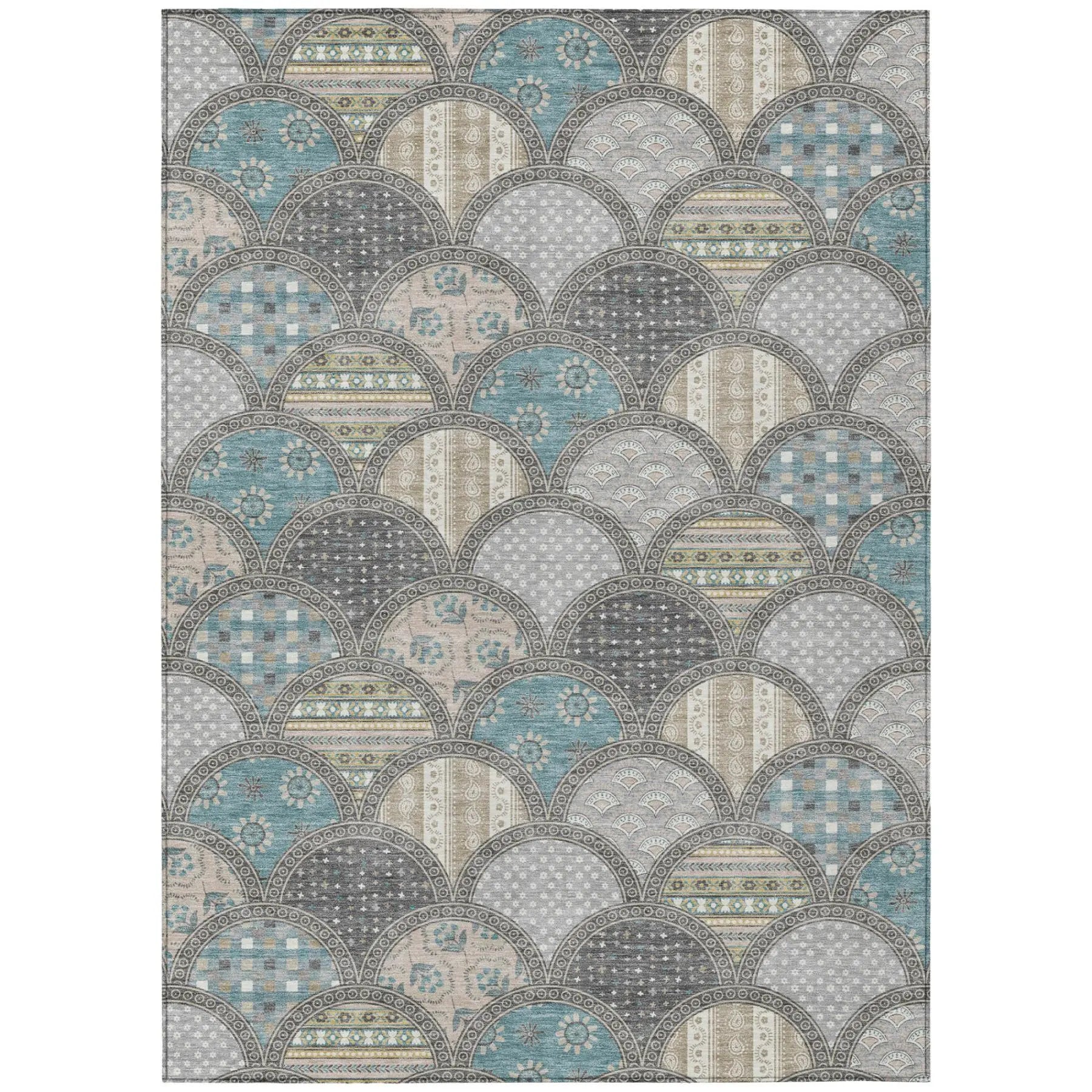 9' X 12' Gray And Silver Geometric Washable Indoor Outdoor Area Rug Homeroots Outdoor