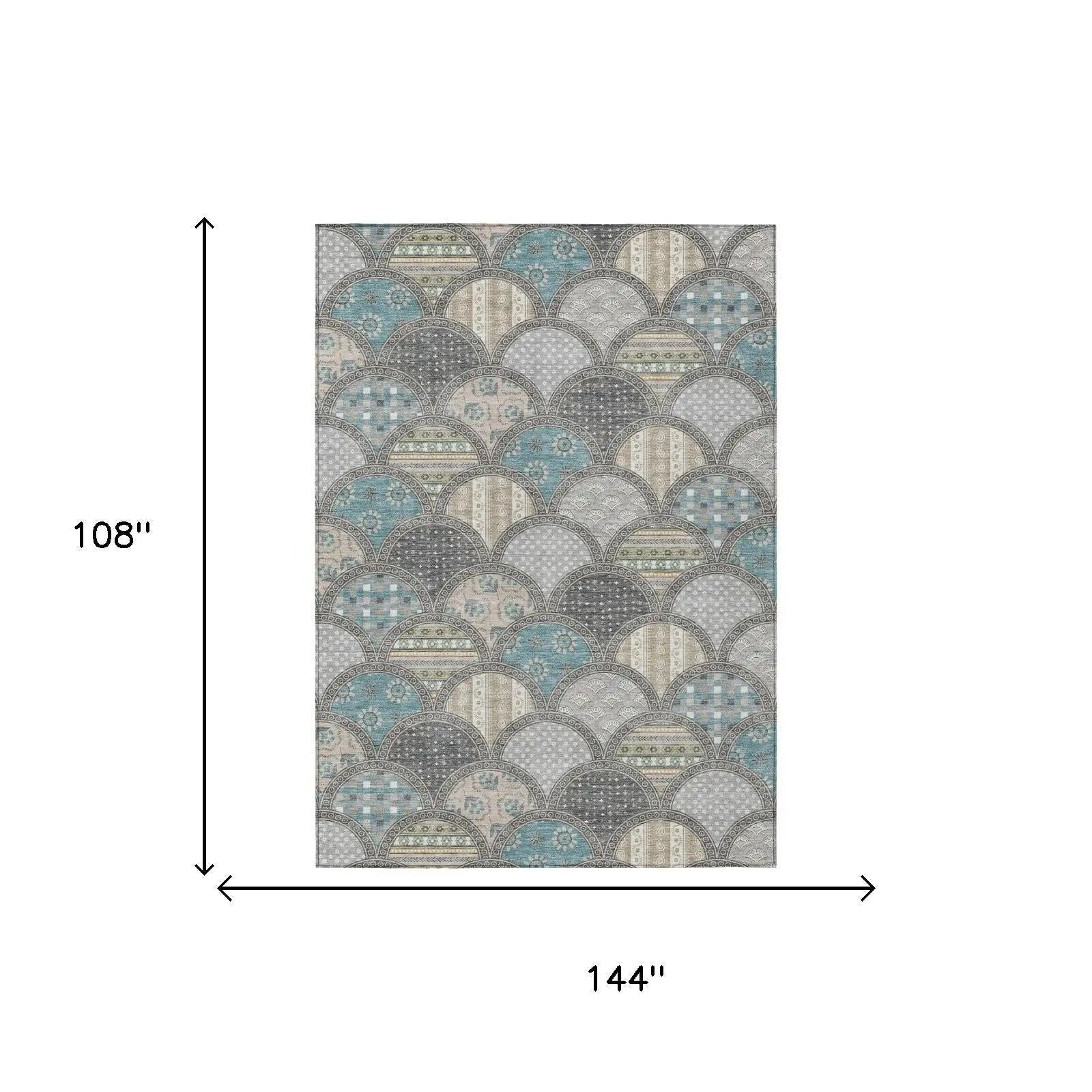 9' X 12' Gray And Silver Geometric Washable Indoor Outdoor Area Rug Homeroots Outdoor