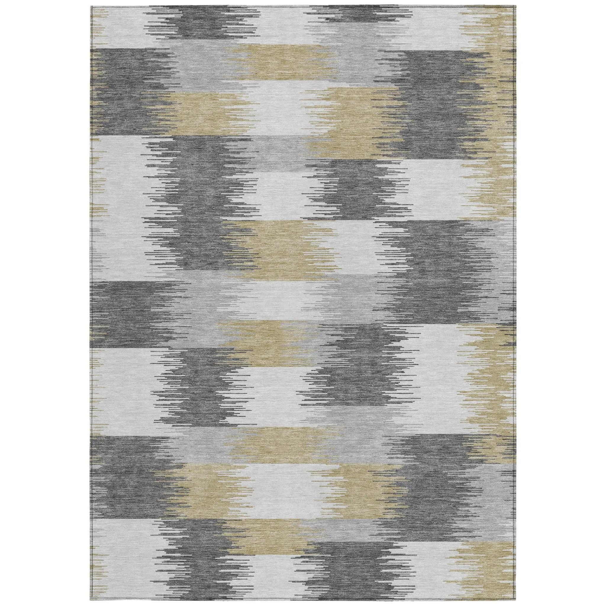 9' X 12' Gray And Silver Geometric Washable Indoor Outdoor Area Rug Homeroots Outdoor