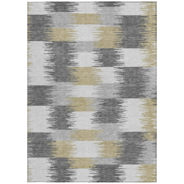 9' X 12' Gray And Silver Geometric Washable Indoor Outdoor Area Rug Homeroots Outdoor