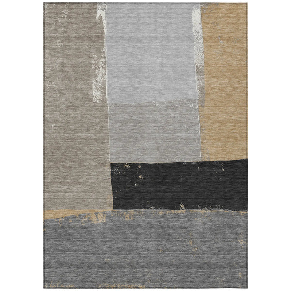 9' X 12' Gray And Silver Geometric Washable Indoor Outdoor Area Rug Homeroots Outdoor