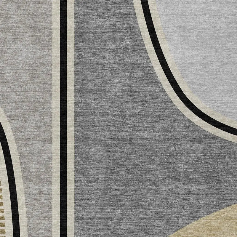 9' X 12' Gray And Silver Geometric Washable Indoor Outdoor Area Rug Homeroots Outdoor