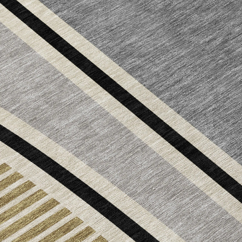 9' X 12' Gray And Silver Geometric Washable Indoor Outdoor Area Rug Homeroots Outdoor