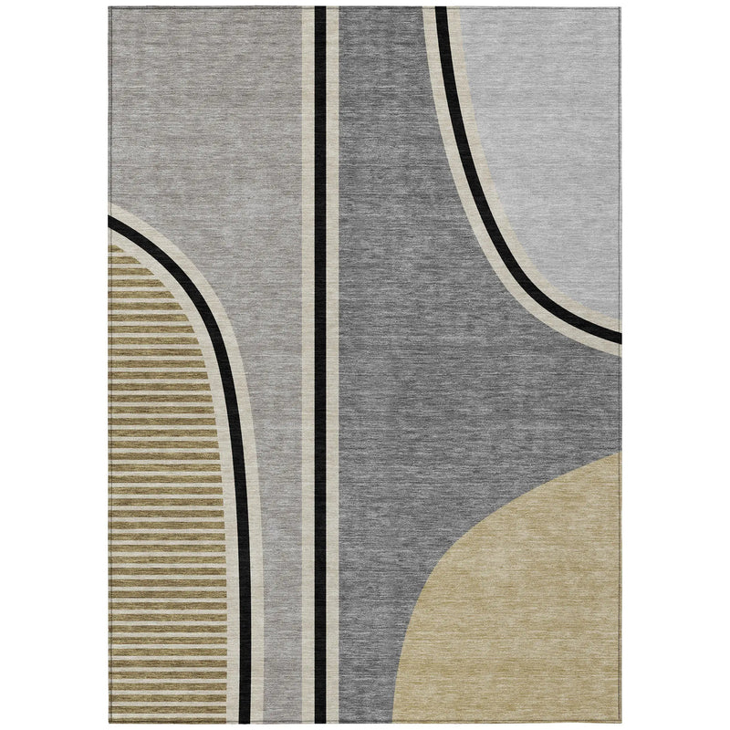 9' X 12' Gray And Silver Geometric Washable Indoor Outdoor Area Rug Homeroots Outdoor