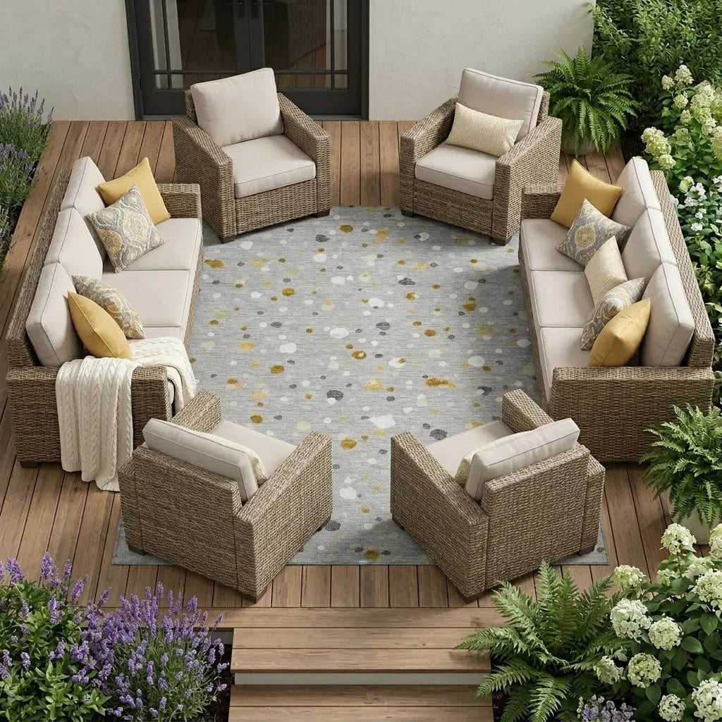9' X 12' Gray And Silver Geometric Washable Indoor Outdoor Area Rug Homeroots Outdoor