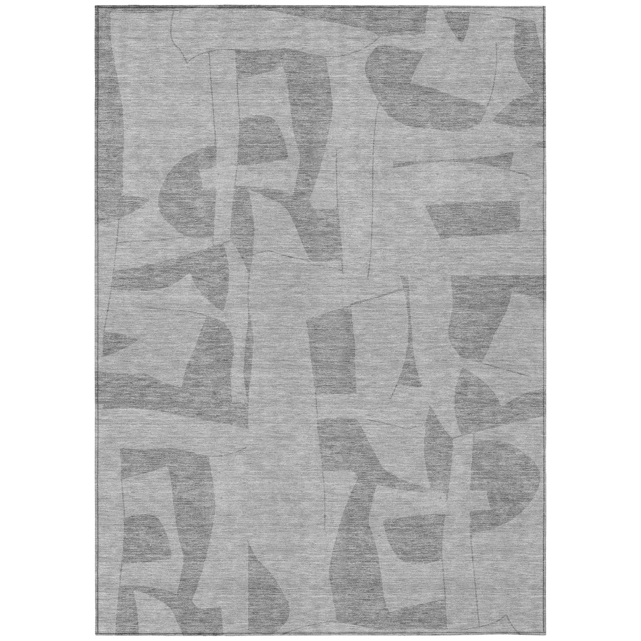 9' X 12' Gray And Silver Geometric Washable Indoor Outdoor Area Rug Homeroots Outdoor
