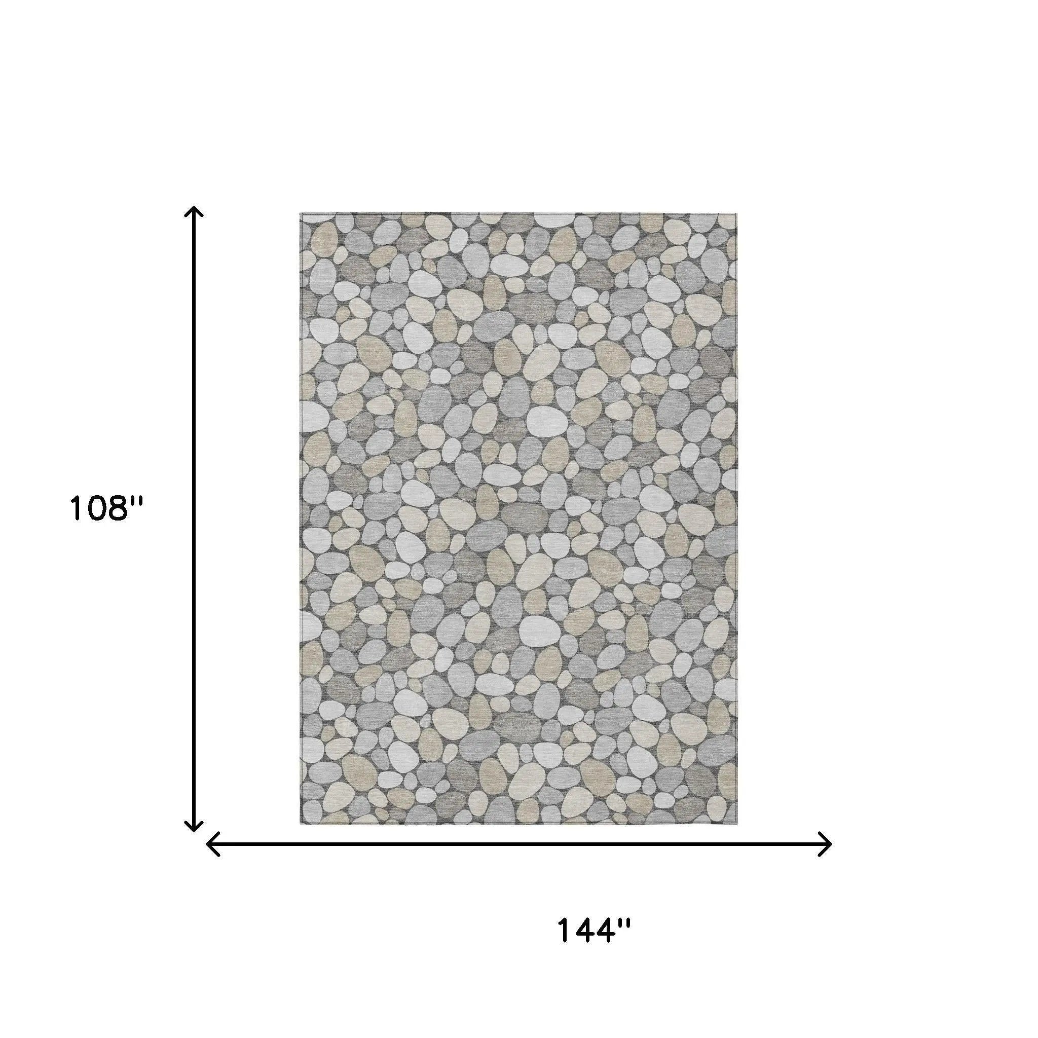 9' X 12' Gray And Silver Geometric Washable Indoor Outdoor Area Rug Homeroots Outdoor