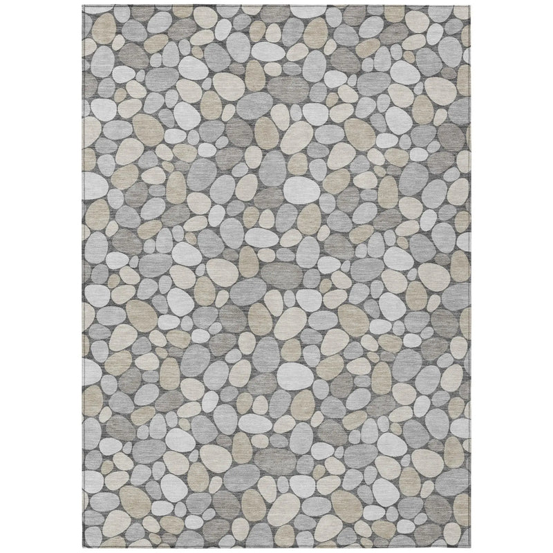 9' X 12' Gray And Silver Geometric Washable Indoor Outdoor Area Rug Homeroots Outdoor